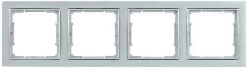 Рамка 4-местная квадратная РУ-4-БС BOLERO Q1 серебряный | код EMB42-K23-Q1 | IEK